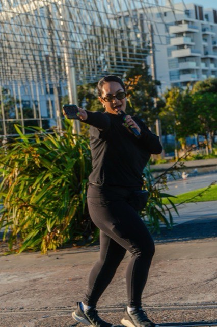 A runner taking a breather on a city route