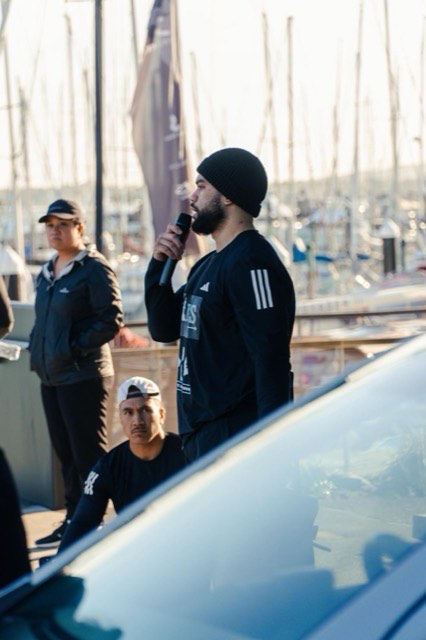 An NTIB team member speaking to the crew